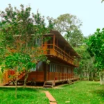 Lodge de madera en la selva amazónica