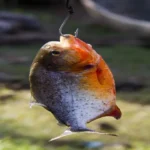 Piraña recién pescada durante la pesca artesanal en la Amazonía